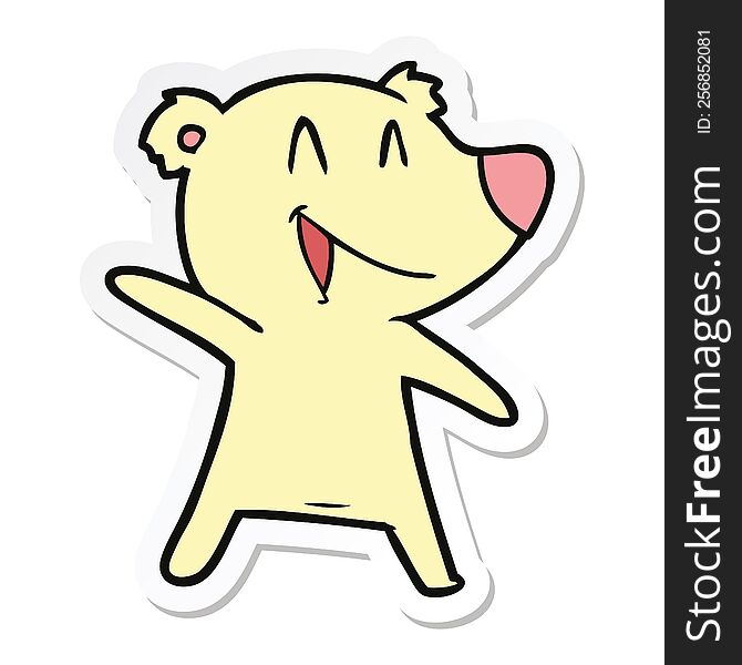 Sticker Of A Laughing Bear Cartoon