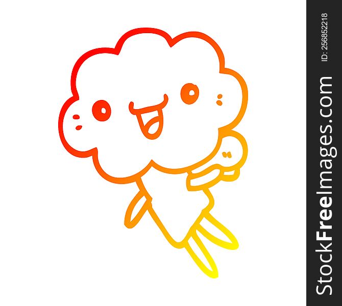Warm Gradient Line Drawing Cartoon Cloud Head Creature