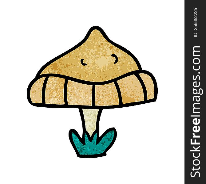 textured cartoon doodle of a single mushroom