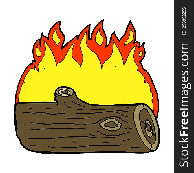 Cartoon Burning Log