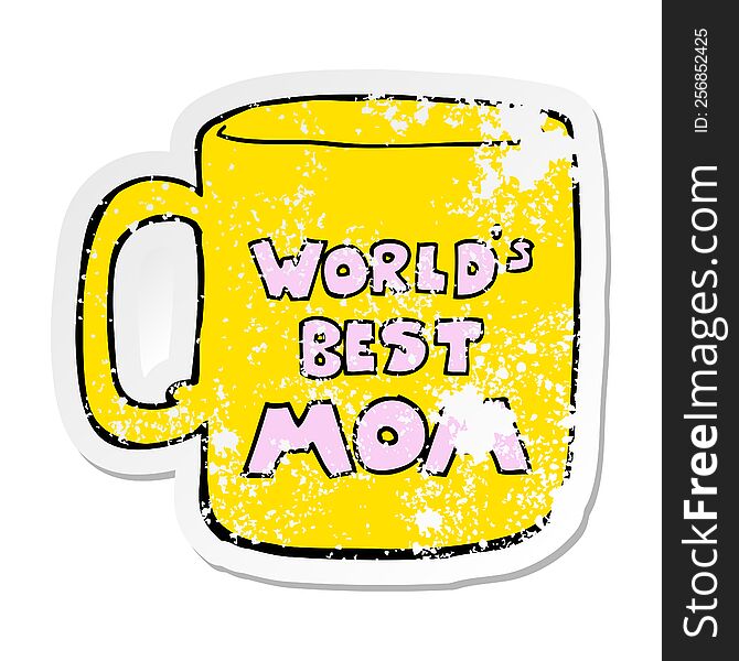 distressed sticker of a worlds best mom mug