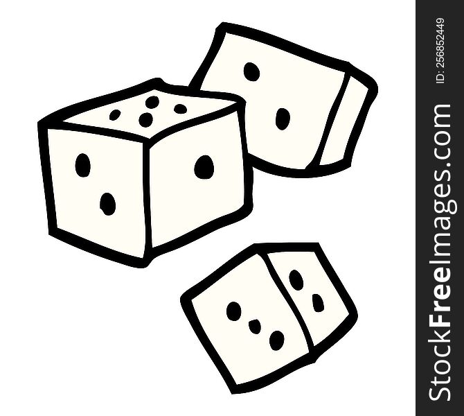 Hand Drawn Doodle Style Cartoon Dice