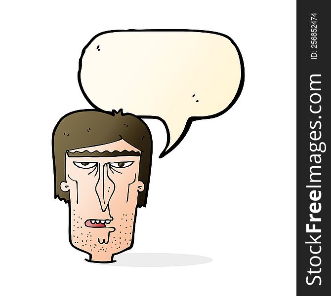 Cartoon Angry Face With Speech Bubble