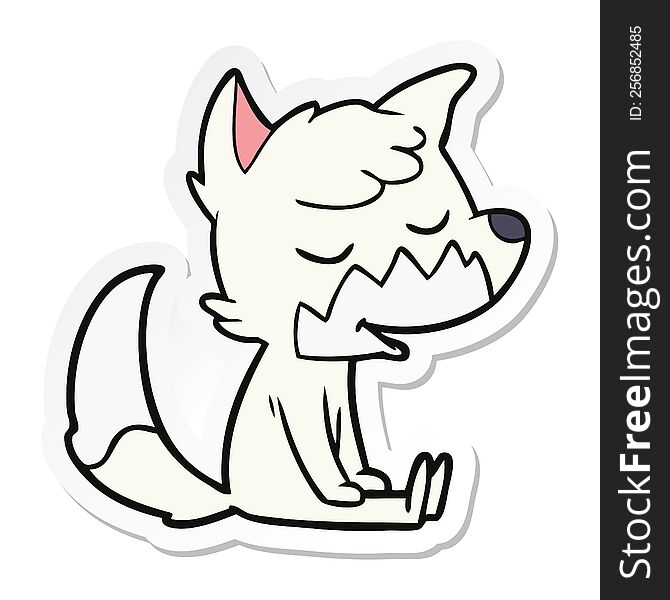 sticker of a friendly cartoon sitting fox