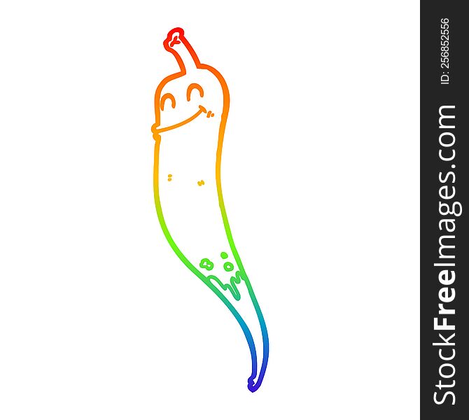 rainbow gradient line drawing of a cartoon chili pepper