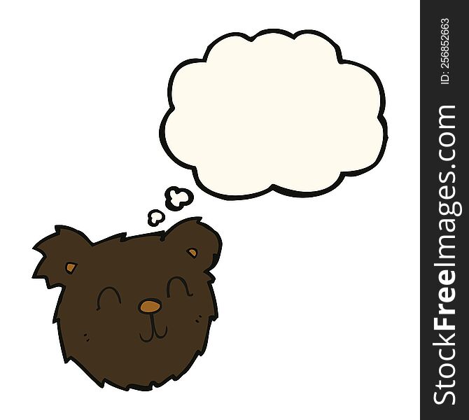 Cartoon Happy Black Bear Face With Thought Bubble