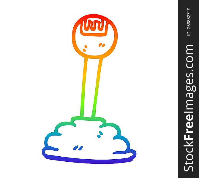 rainbow gradient line drawing of a cartoon gear shift