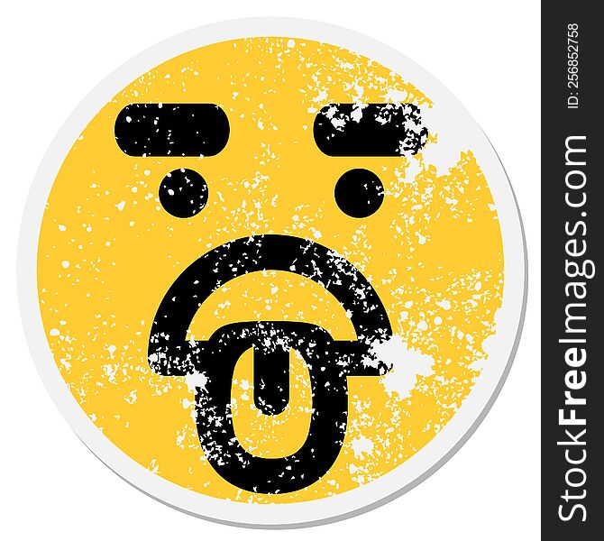 disgusted face with big eyebrows circular sticker