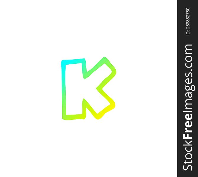 cold gradient line drawing of a cartoon letter k