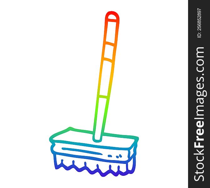rainbow gradient line drawing of a cartoon sweeping brush