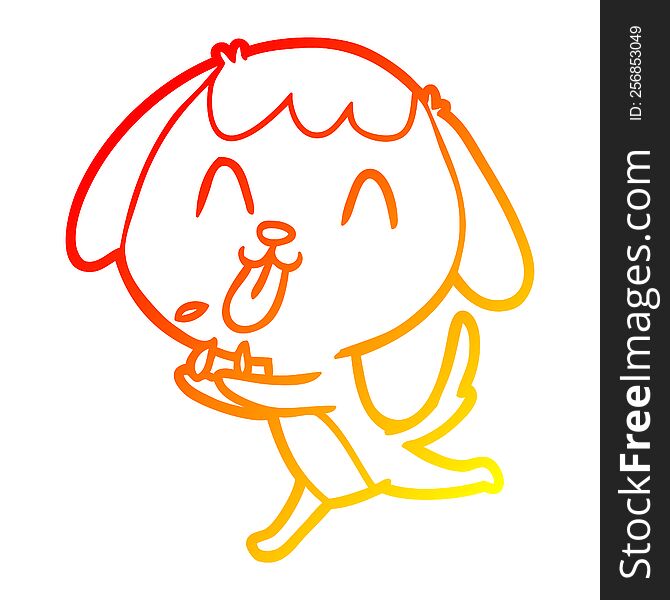 Warm Gradient Line Drawing Cute Cartoon Dog