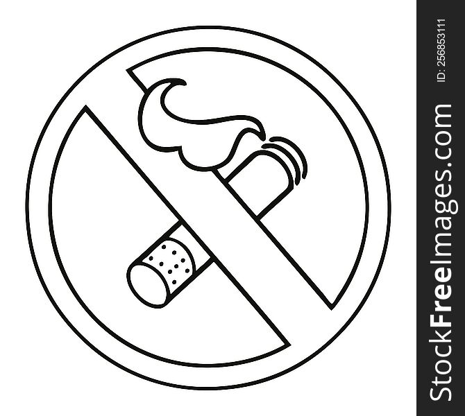 Line Drawing Cartoon No Smoking Allowed Sign