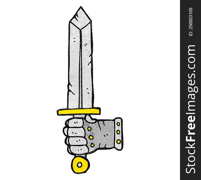freehand textured cartoon hand holding sword