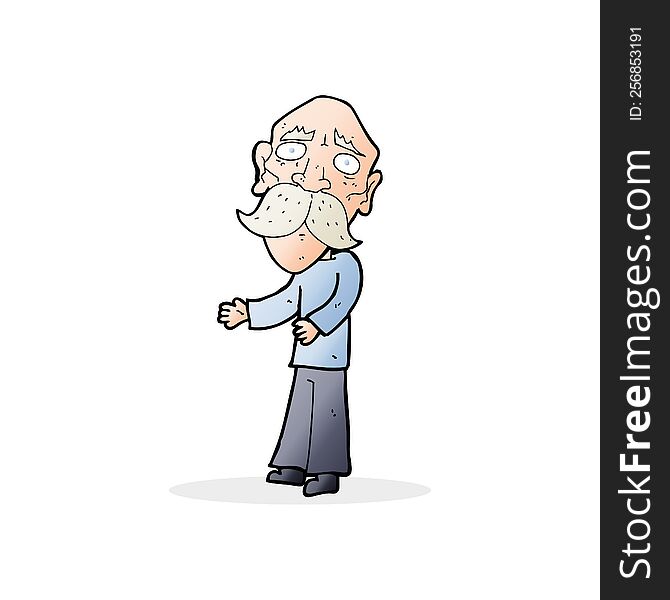 Cartoon Lonely Old Man