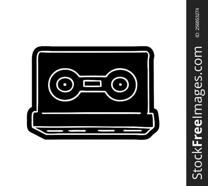 Cartoon Icon Drawing Of A Retro Cassette Tape