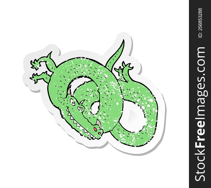 retro distressed sticker of a cartoon dragon