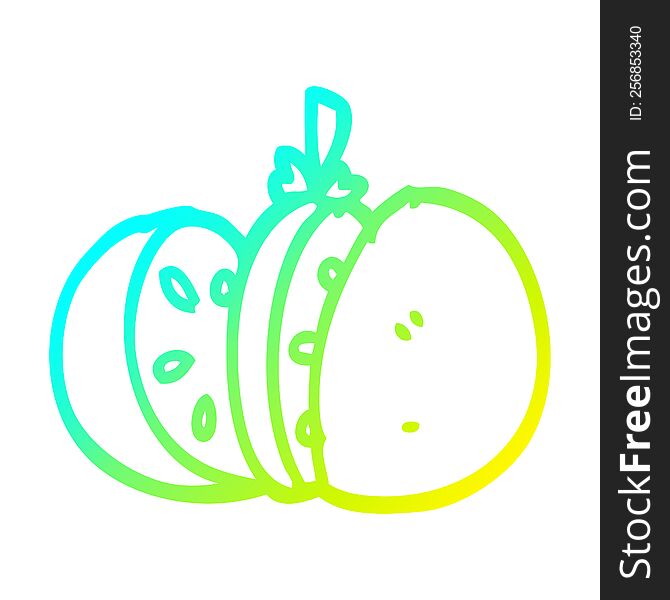 Cold Gradient Line Drawing Cartoon Sliced Tomato