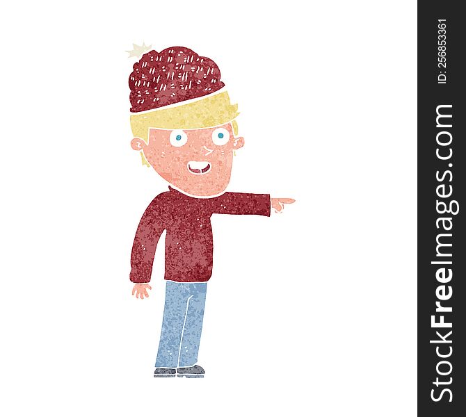 Cartoon Man Wearing Winter Hat