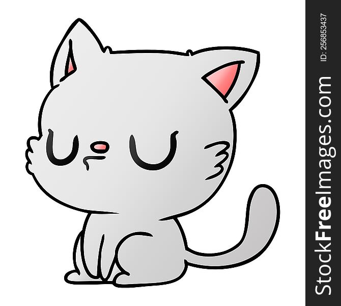 Gradient Cartoon Of Cute Kawaii Cat
