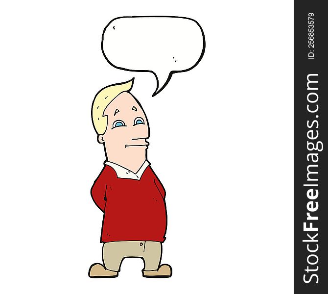 Cartoon Friendly Man With Speech Bubble