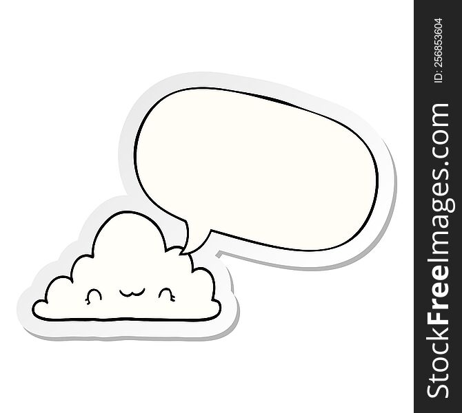 Cute Cartoon Cloud And Speech Bubble Sticker
