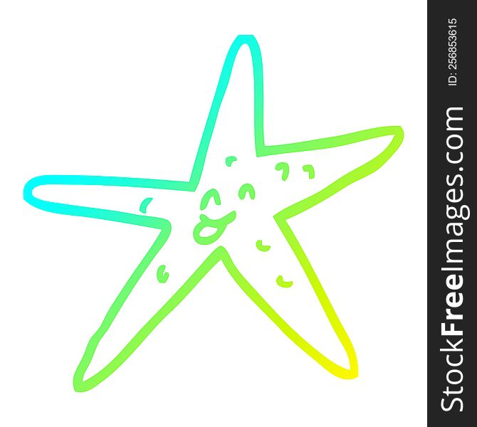 Cold Gradient Line Drawing Cartoon Star Fish