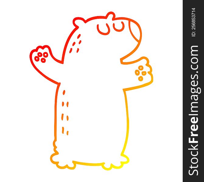 Warm Gradient Line Drawing Cartoon Polar Bear