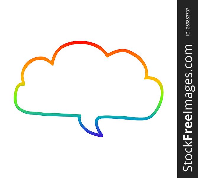 rainbow gradient line drawing of a cartoon cloud speech bubble
