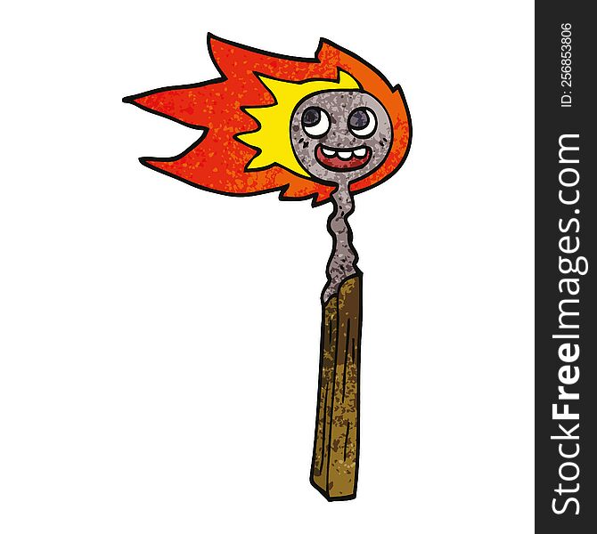 cartoon doodle burnt match
