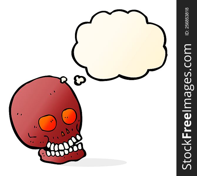 cartoon skull with thought bubble