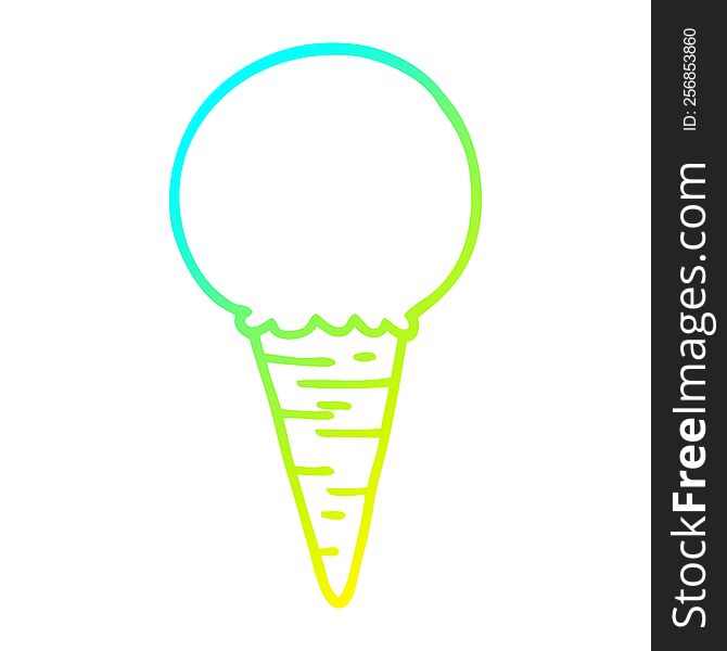 Cold Gradient Line Drawing Cartoon Ice Cream Cone