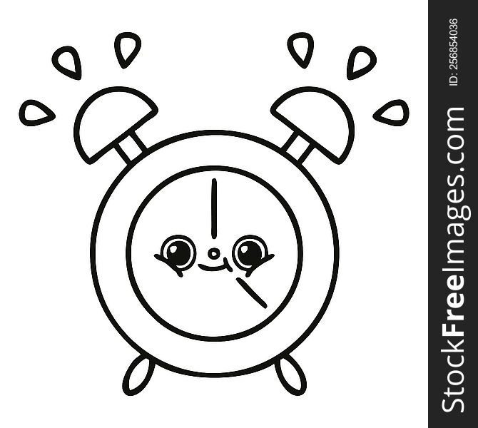 line drawing cartoon of a alarm clock
