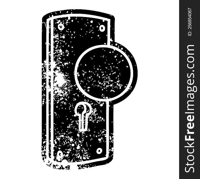 grunge distressed icon of a door handle. grunge distressed icon of a door handle