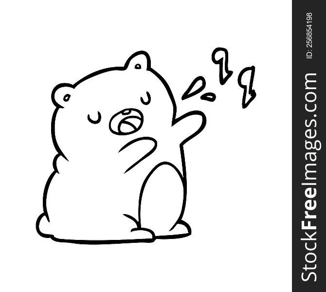 line drawing of a bear singing a song. line drawing of a bear singing a song