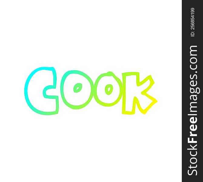 cold gradient line drawing cartoon word cook