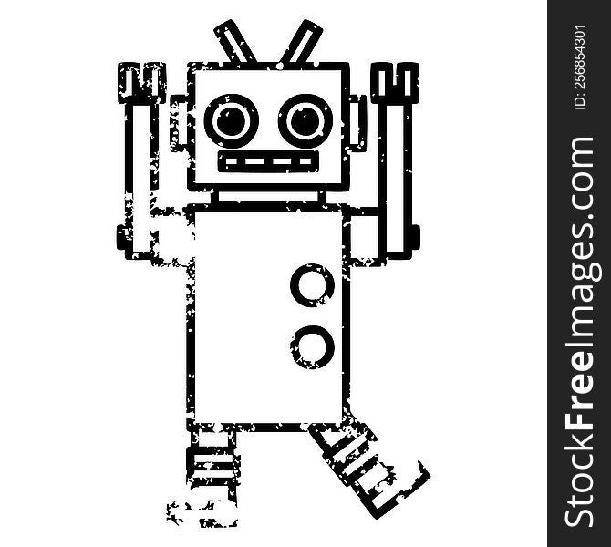 dancing robot distressed icon symbol