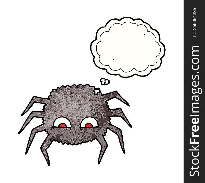 freehand drawn thought bubble textured cartoon spider
