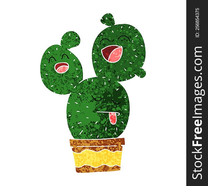 Quirky Retro Illustration Style Cartoon Cactus