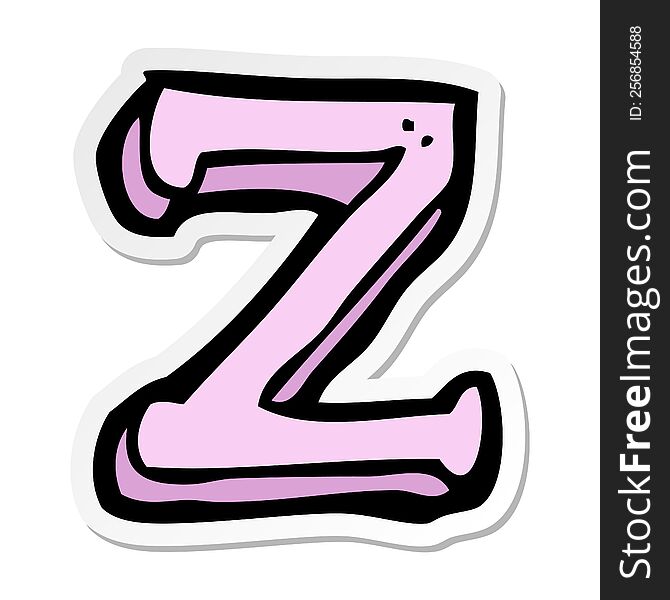 Sticker Of A Cartoon Letter Z