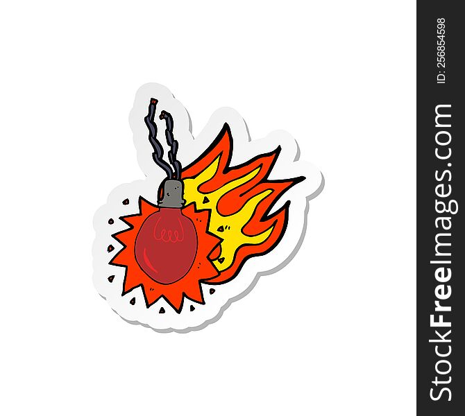 Sticker Of A Cartoon Red Hot Light Bulb