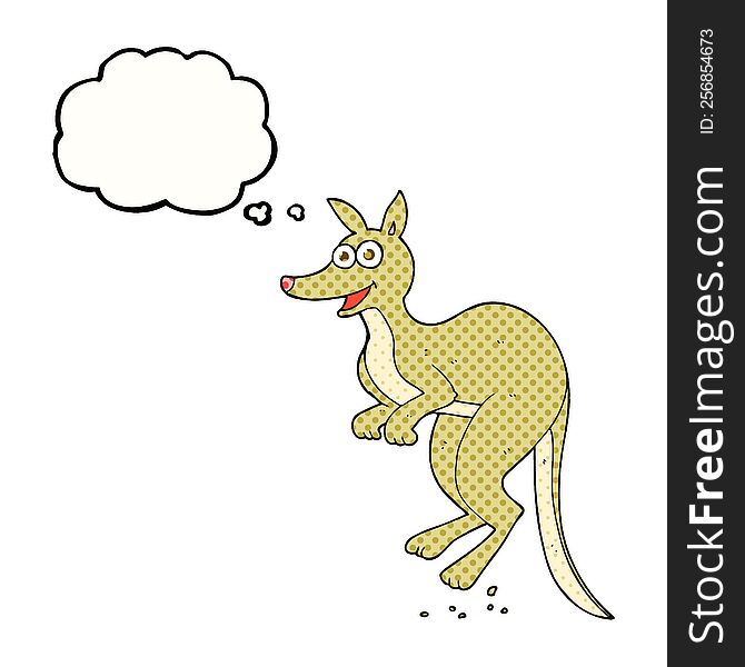 freehand drawn thought bubble cartoon kangaroo