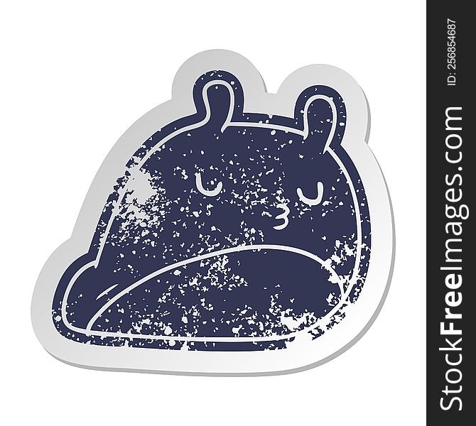 distressed old cartoon sticker kawaii fat cute slug. distressed old cartoon sticker kawaii fat cute slug