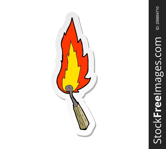 Sticker Of A Cartoon Burning Match