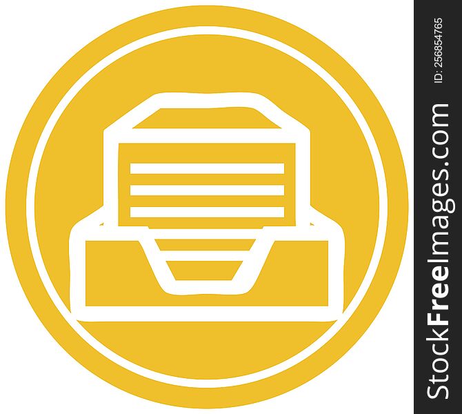 office paper stack circular icon symbol