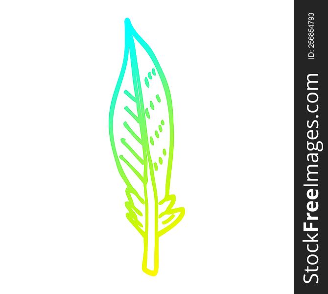Cold Gradient Line Drawing Cartoon Green Feather