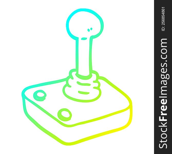 cold gradient line drawing of a cartoon joystick