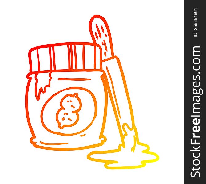 warm gradient line drawing of a jar of peanut butter