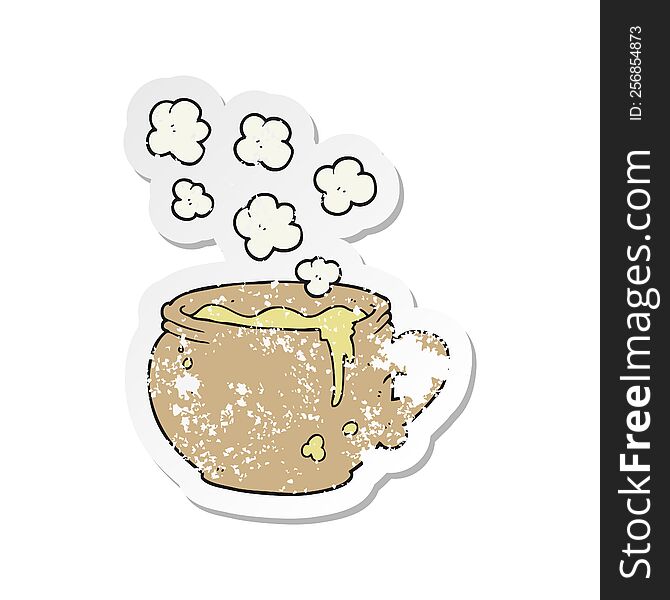 Retro Distressed Sticker Of A Cartoon Mug Of Soup
