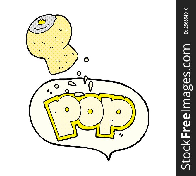 freehand drawn comic book speech bubble cartoon champagne cork popping