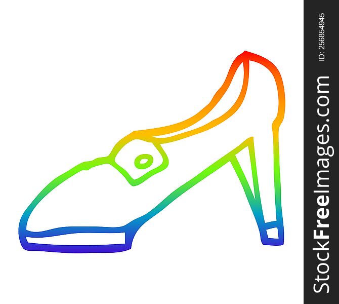 rainbow gradient line drawing of a cartoon red shoe